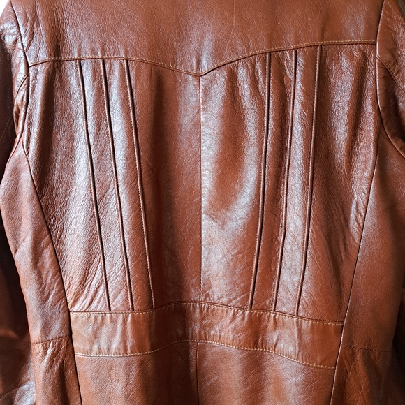 Vintage Grais 70's Glazed Aniline Cabretta Leather Jacket SZ 42L - Picture 12 of 14